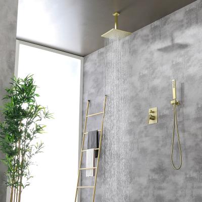 China Without sliding bar ceiling mounted rain shower system CUPC shower set bathrooms brass showers with 3balancing valve for sale