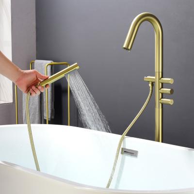 China Without Sliding Bar Shamanda Shower Faucet Set Free Standing Modern Bath Shower Faucet Bathtub Faucet Gold Rainfall Shower Faucet Set for sale