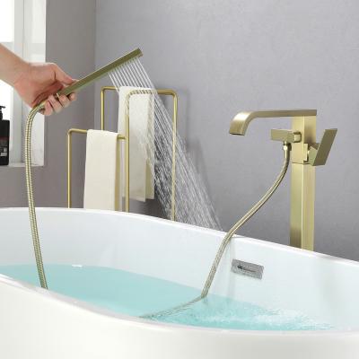 China Free Standing Cold Water Bathtub Faucet Sliding Bar Bathtub Faucet Gold Floor Hot Faucets Wholesale for sale