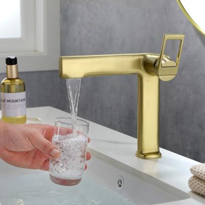 China Dosed faucets sell wholesale faucets mixers faucets deck mounted torneira brushed gold bathroom faucet for bathroom sinks for sale