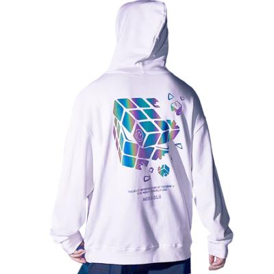 China Custom Oversized Pull Logo Reflective Patten Print Hoodie High Quality Anti-Shrink Men's Reflective Apparel Over French Terry Men's Hoodies for sale