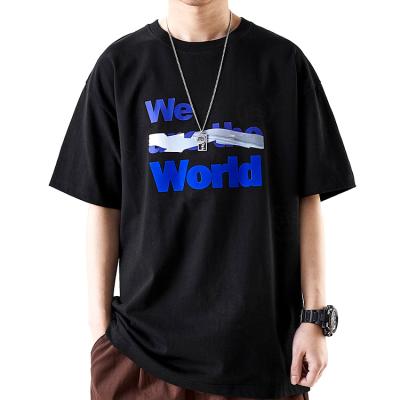 China High Quality Fashion Men's T Shirts Anti-Wrinkle Flocking Printing Tee Shirts For Men Oversize 100% Cotton T-shirt for sale