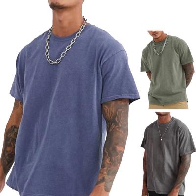 China Anti-Wrinkle OEM Men's Clothing Vintage Washed Oversized 100% Cotton Acid Wash T-shirt Custom Logo Blank Mens T-shirt for sale