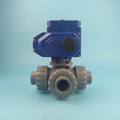 China General Electric Irrigation Water PVC 3 Ways Motorized Valve With Actuator for sale