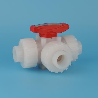 China General PVDF Three Way Ball Valve For Ultra-purity Water System for sale