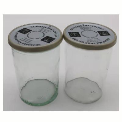 China Non Spill 58mm And 72mm Press On Closure Tinplate Cap With Plastic Strip For Glass Container Customized Color Composite Closure for sale