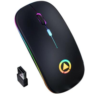 China 2.4g Advanced Rechargeable Colorful Lights Computer Mouse 2021 New Mini Wireless Ultra-thin Wireless LED Mouse A2 Wireless Silent Mute for sale