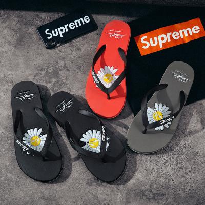 China New Design Breathable PVC Flip Flops Beach Slippers Sun Flowers Printed Slippers For Men Flip Flops for sale