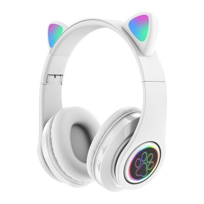 China Noisy Canceling Wireless BT Headphones Stereo Headset Earphone Receiver Headband Mic Wireless Led Cat Ears Cat Ears for sale