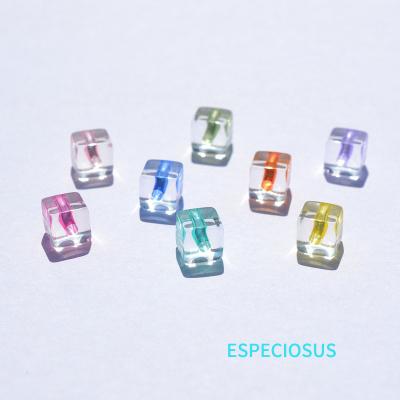 China Birthday DIY Jewelry Accessories Acrylic Bracelet Beading Material 8mm Dyed 100 Core Clear Square Acrylic Beads for sale