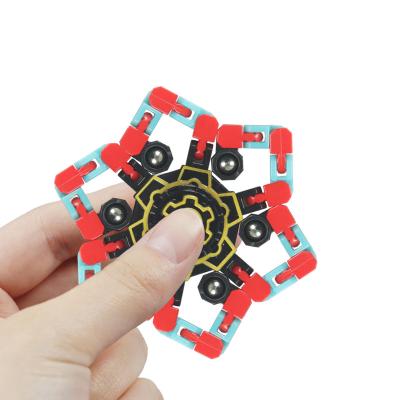 China Relieve Stress Anti-Anxiety Glow Spinning Finger Toys Gyro String Push Toy Fingertip Decompression Transformable Fidget Top Spinner for sale