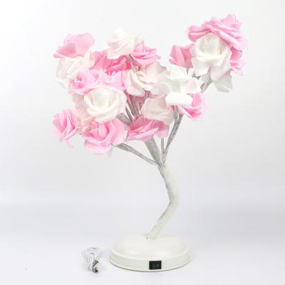 China Support 50 15 High Quality Factory Direct Selling Indoor 24LED Tree Light Commercial Gift Decoration Light Rose Flower Table Lamp Romantic for sale