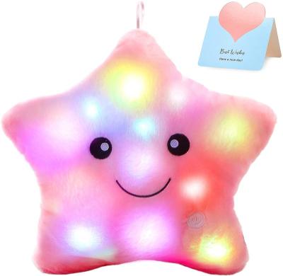 China Creative Glowing Gift Pillow 34CM Led Light Colorful Stars Plush Toys for sale