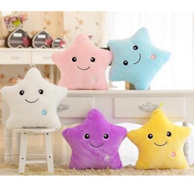 China Creative Glowing Gift Pillow 34CM Led Light Colorful Stars Plush Toys for sale