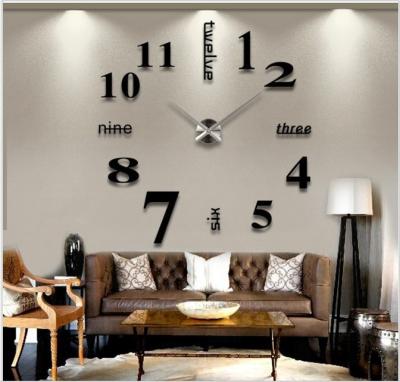 China New Design Color Mirror Antique Silver Wall Clock DIY Style Large Decor 3D Wall Sticker Luxury Home Clock For Home Decoration for sale