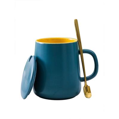 China Modern Minimalist Morandi Viable Blue Nordic Style Solid Color Mug Frosted Ceramic Sublimation Mugs for sale