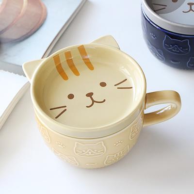 China Viable Ceramic Mug With Lid Child Cute Cup Cute Cat Coffee Cup Christmas Gift Gift Mug for sale