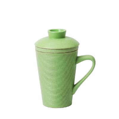 China 2022 New Viable Ceramic Tea Cups With Strainer And Cover Teacup Marker Steeping Filter Brewer For Loose Leave Tea Gift for sale