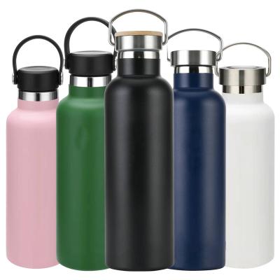 China Wholesale Custom Logo Business Stainless Steel Thermo Water Bottle Double Wall With Lid Powder Coating 500ml 600ml 750ml for sale