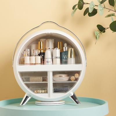 China Multifunctional Desktop Portable Makeup Dressing Table LED Storage Cosmetic Organizer Storage Box With Mirror for sale