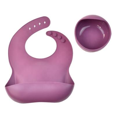 China 2021 BPA Free New Design Silicone Bib Suction Bowl With Spoon Baby Feeding Set for sale