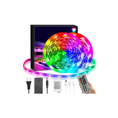 China Residential 5m/roll led strip lights 40ft RGB color changing led strips with 44 keys remote control for room bedroom kitchen decoration for sale