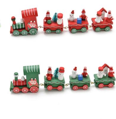 China Kindergarten Gifts Kids Gifts Christmas Train Funny Christmas Santa Decorations Crafts Display Kids Wooden Toys for sale