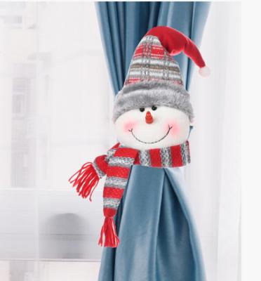 China Creative New Year Cartoon Christmas Supplies Funny Rubber Window Decoration Elk Snowman Santa Claus Button Curtain for sale