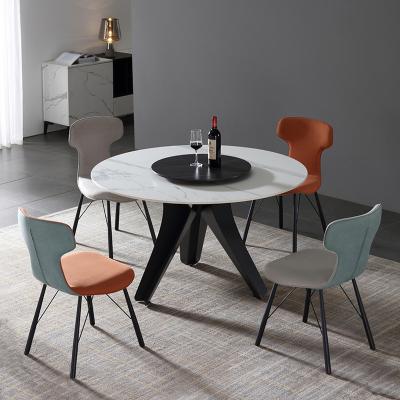 China Other Modern Round Marble Dining Tables And Chairs Metal Dining Table Chair Black Dining Room Sets Restaurant Wholesale for sale