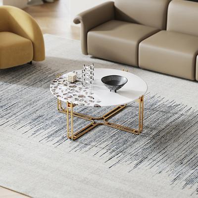 China Customizable luxury modern liquid art decoration coffee tables gold stainless steel leg center tea side table glass living room for sale