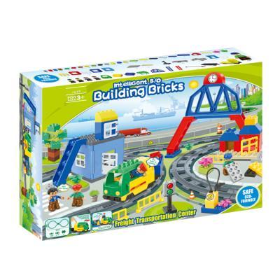 China Electric Intelligent Construction Toy Carry-Over Toy Building Bricks Cartoon Building Blocks Track Toy HC310718 for sale