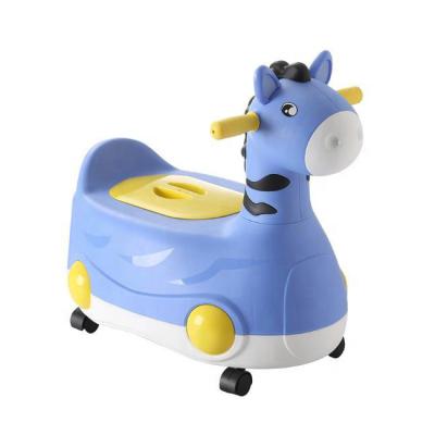 China Children Cartoon Horse Plastic Portable Toilet Training Seat Baby Potty Chair Wheel HC518663 for sale