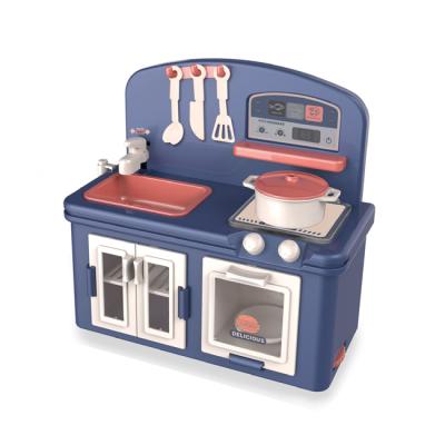 China Small Plastic Simulation Cooking Bench Play Toy Mini Kitchen Toys Real Cooking Set HC547167 for sale