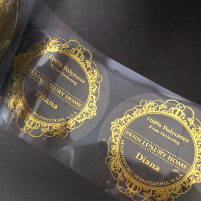 China Custom Waterproof Good Quality Round Metal Logo Label Sticker, 100% Polyester Olivia Luxury Gold Sticker Roll for sale