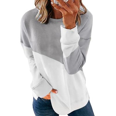 China 2022 New Fashion Oversize Single Sweater Breathable Plus Size Spliced ​​Color Drop Clothing Patchwork Long Sleeve T-shirt For Women for sale