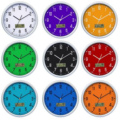 China Digital Wall Clock Radio Decorative Quartz LCD Display Wall Clock with Calendars and Temperature for sale