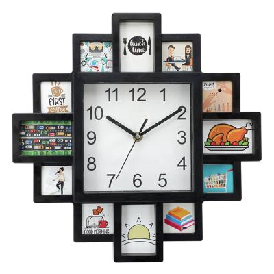 China Antique Nordic Minimalist Style 14inch Clock Home Decorative Designed Wall Clock With Picture Frame for sale