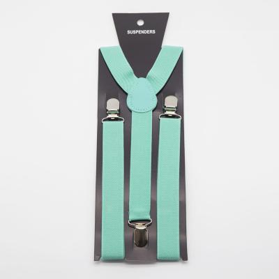 China Basic Y-Back AK037Tiffany Blue Basic style Adjustable Elasticated Polyester Unisex Adult Y Shape Clip-on Men's Suspenders for sale