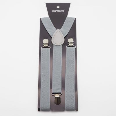 China Basic Y-Back AK038 Light Gray Basic style Adjustable Elasticated Polyester Unisex Adult Y Shape Clip-on Men's Suspenders for sale