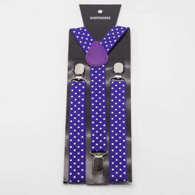 China Y-Back AK065 Purple Elastic 3 Clip Dotted Brace Unisex Party Dot Pattern Suspenders for Men Shirt Women Adult for sale