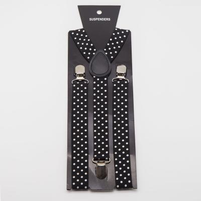 China Y-Back AK066 Black Elastic 3 Clip Dotted Brace Unisex Party Dot Pattern Suspenders for Men Shirt Women Adult for sale