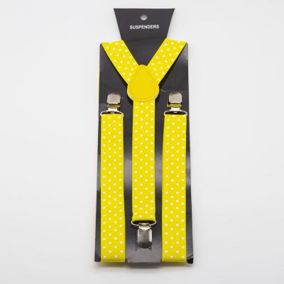 China Y-Back AK072 Yellow Elastic 3 Clip Dotted Brace Unisex Party Dot Pattern Suspenders for Men Shirt Women Adult for sale