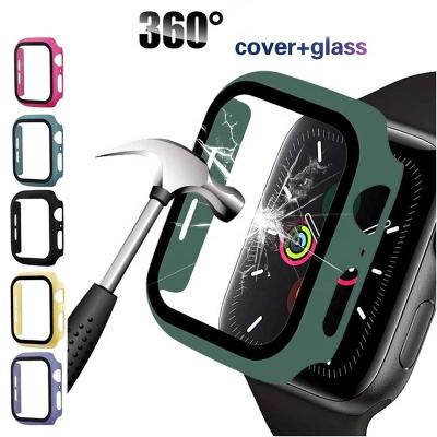 China Protective Case Shell + Plastic Hard PC Tempered Glass For Apple Watch Series 6 Full Body Protector Cover 5 4 3 2 360 For iWatch 40 44 for sale