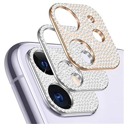 China Cellphone Camera Lense Bling Crystal Glitter Camera Lens Protector For iPhone 11 12 Mini Pro Max Fashion Diamond Lens Protector PC Bumper Cover for sale