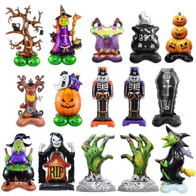 China Popular AIMI Party Balloons Huge 3D Stance Balloon Cartoon Pumpkin Witch Black Cat Globos For Halloween Party Decorations Foil Balloon for sale