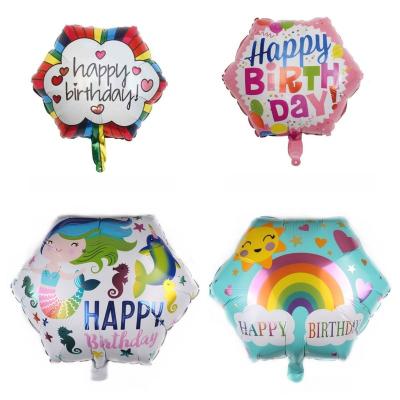 China AIMI Party Balloons popular 18 inch hexagon shape happy birthday balloon for birthday party decoration kids play foil balloon for sale