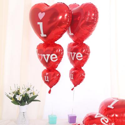 China Popular AIMI Party Balloons Large Conjoined Heart Helium Valentine's Day Party I Love You Ensures Wedding Decoration Foil Balloons for sale