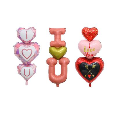 China Popular AIMI Party Balloons Large Conjoined Heart Helium Valentine's Day Party I Love You Ensures Wedding Decoration Foil Balloons for sale