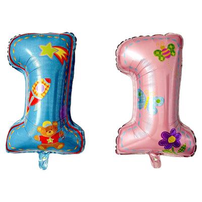 China AIMI Party Balloons New Cartoon Popular Number Printing Birthday Toy Girls 1Year Boys Baby Shower Gift Colorful Foil Balloons for sale