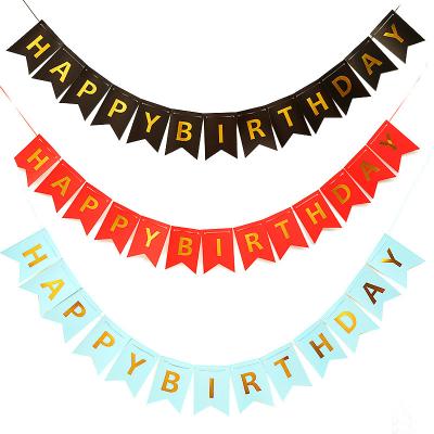 China Hot Stamping Colorful Happy Birthday Letters Wall Decor AIMI Party Banner Happy Birthday Flags Baby Gift Party Decorations for sale